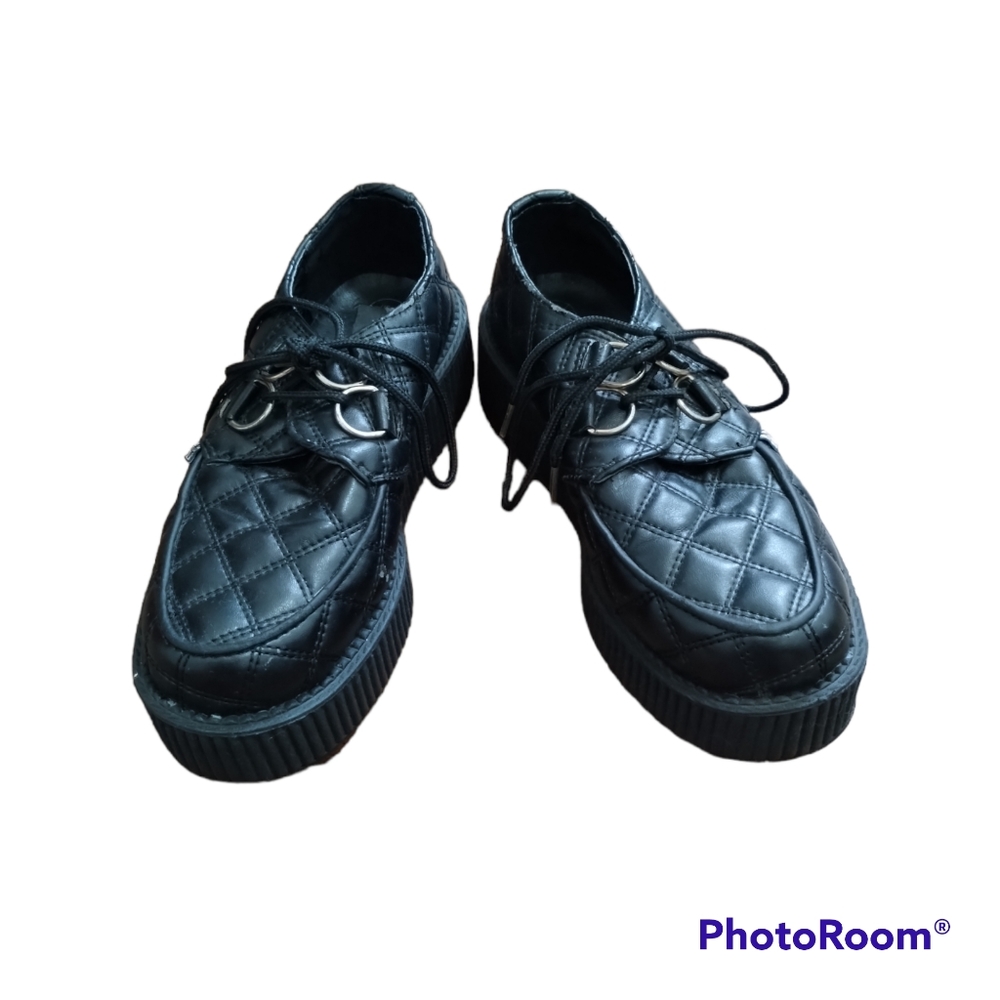 T.U.K Black Pleather Platform Creepers